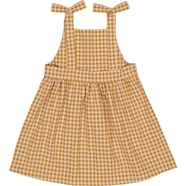 Marcelle Tie Shoulder 2-Front Pocket Dress, Caramel Gingham - Dresses - 3