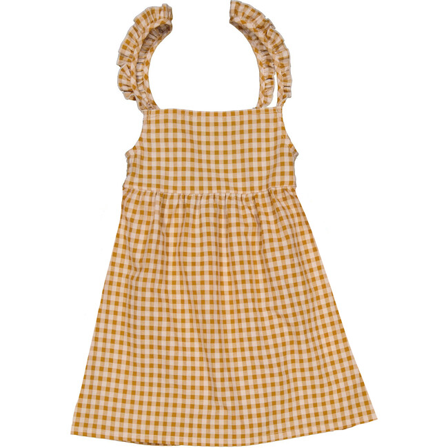 Lara Ruffle Strap Dress, Caramel Gingham - Dresses - 3
