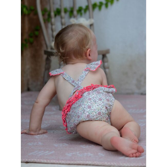 Lili Ruffle Sleeve Cross Back Romper, Dalia Violine - Onesies - 2