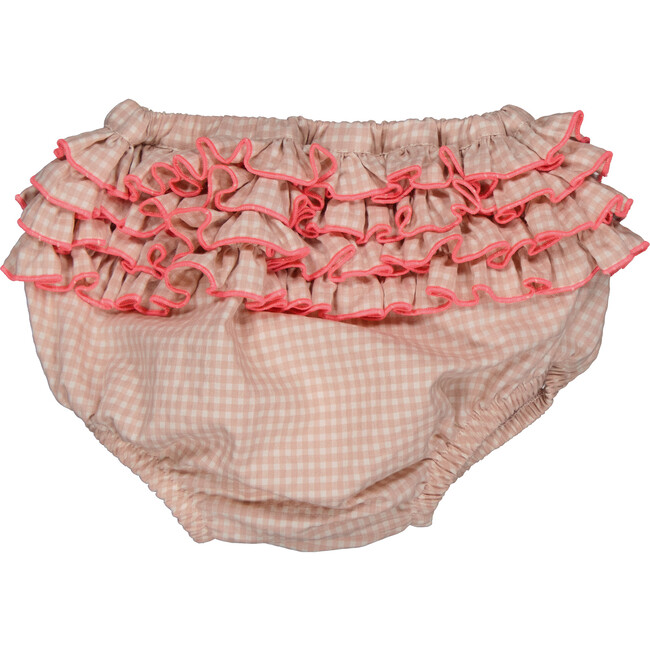 Dan Ruffle Back Waist Bloomer, Peach Gingham - Bloomers - 3