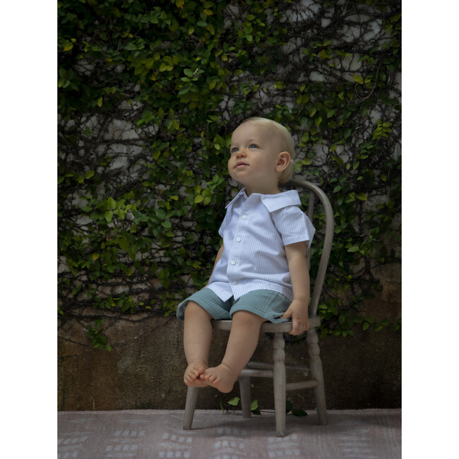 Manu Baby Classic Collar Shirt, Storm Stripes - Shirts - 4