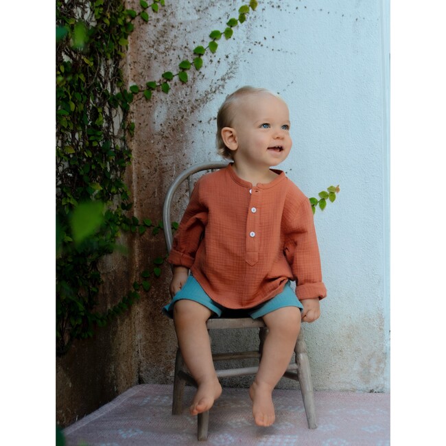Loris Baby Rolled Cuff Button-Up Shirt, Argile - Shirts - 6