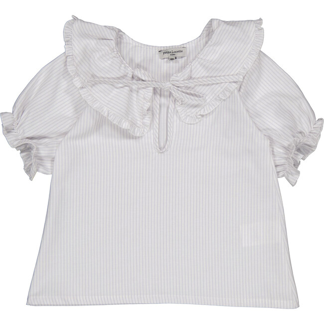 Anael Over-Size Ruffled Collar Blouse, Storm Stripes