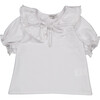 Anael Over-Size Ruffled Collar Blouse, Storm Stripes - Blouses - 1 - thumbnail