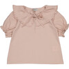 Anael Over-Size Ruffled Collar Blouse, Peach Gingham - Blouses - 1 - thumbnail