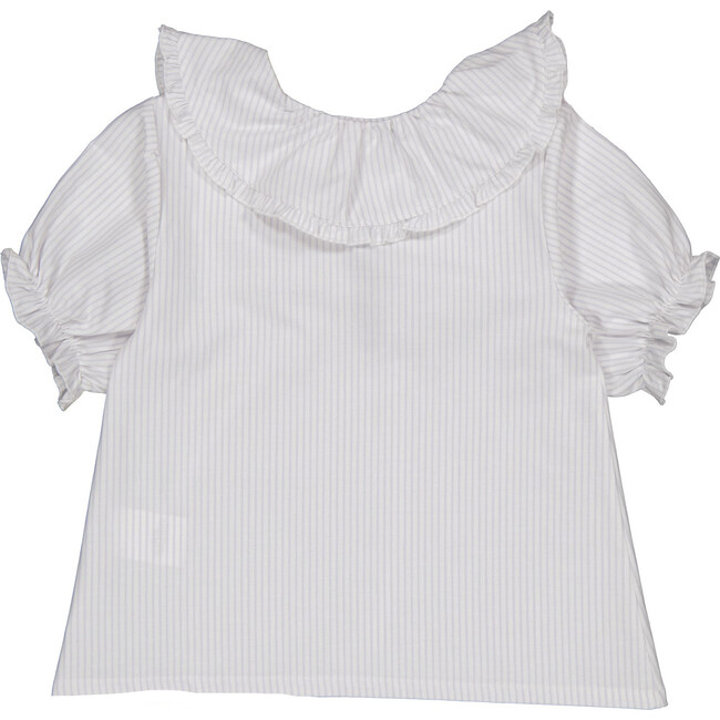 Anael Over-Size Ruffled Collar Blouse, Storm Stripes - Blouses - 2