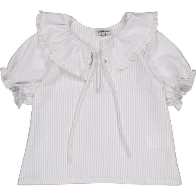 Anael Over-Size Ruffled Collar Blouse, Storm Stripes - Blouses - 3