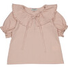 Anael Over-Size Ruffled Collar Blouse, Peach Gingham - Blouses - 3