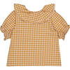 Anael Over-Size Ruffled Collar Blouse, Caramel Gingham - Blouses - 3