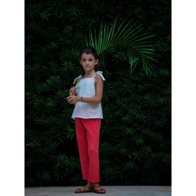 Catherine Tie Shoulder Peplum Top, Neige Plumetis - Blouses - 5