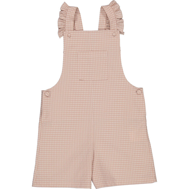 Nathalie Ruffle Strap Playsuit, Peach Gingham - Overalls - 1