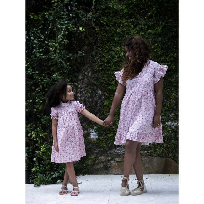 Zoe Ruffle Collar All-Over Floral Print Dress, Dalia Cerise - Dresses - 4