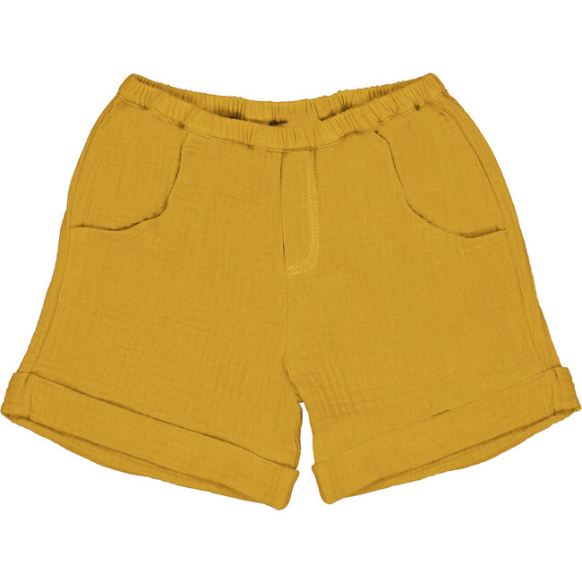 Alain Baby Elastic Waist Organic Shorts, Curry - Shorts - 1