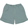 Alain Baby Elastic Waist Organic Shorts, Smoke Blue - Shorts - 1 - thumbnail