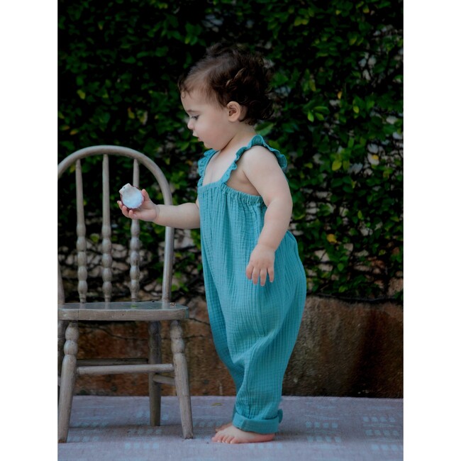 Morgane Ruffle Strap Jumpsuit, Smoke Blue - Rompers - 2