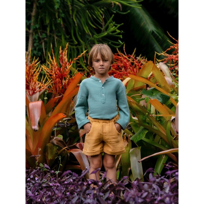 Alain Elastic Waist Organic Shorts, Curry - Shorts - 2