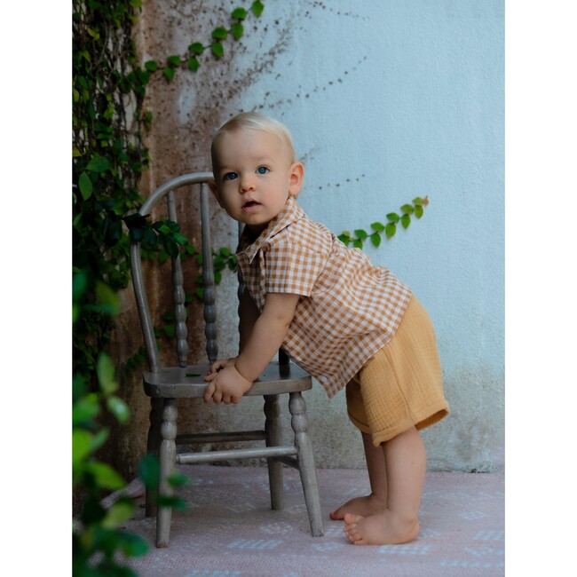 Alain Baby Elastic Waist Organic Shorts, Curry - Shorts - 2