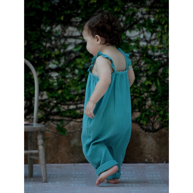 Morgane Ruffle Strap Jumpsuit, Smoke Blue - Rompers - 3
