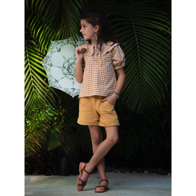 Alain Elastic Waist Organic Shorts, Curry - Shorts - 4