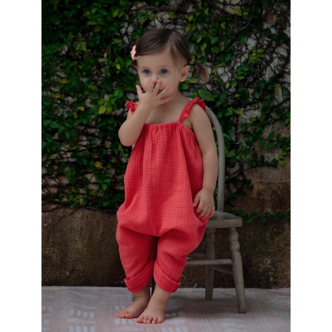 Morgane Ruffle Strap Jumpsuit, Cerise - Rompers - 3