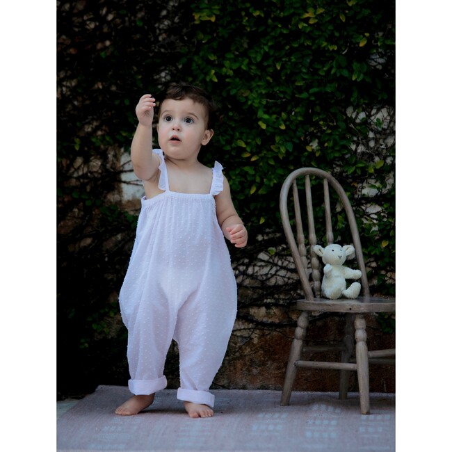 Morgane Ruffle Strap Jumpsuit, Chantilly Plumetis - Rompers - 2