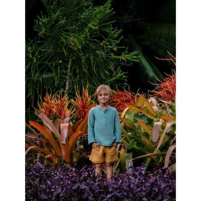 Alain Elastic Waist Organic Shorts, Curry - Shorts - 6