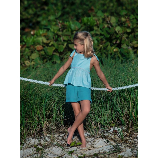 Alain Elastic Waist Organic Shorts, Smoke Blue - Shorts - 5