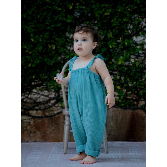 Morgane Ruffle Strap Jumpsuit, Smoke Blue - Rompers - 5