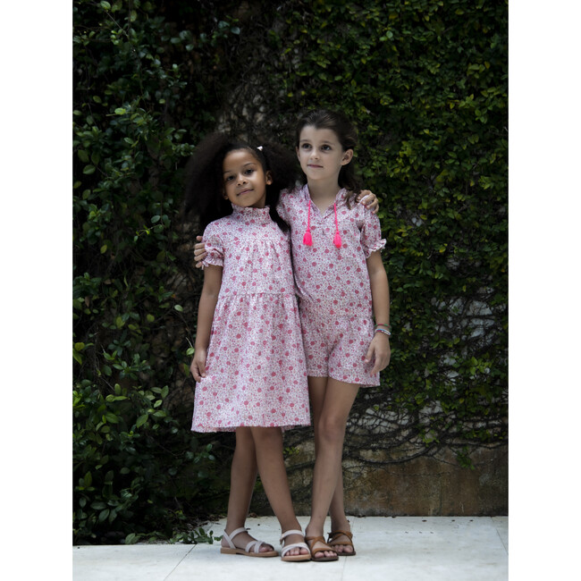 Zoe Ruffle Collar All-Over Floral Print Dress, Dalia Cerise - Dresses - 8