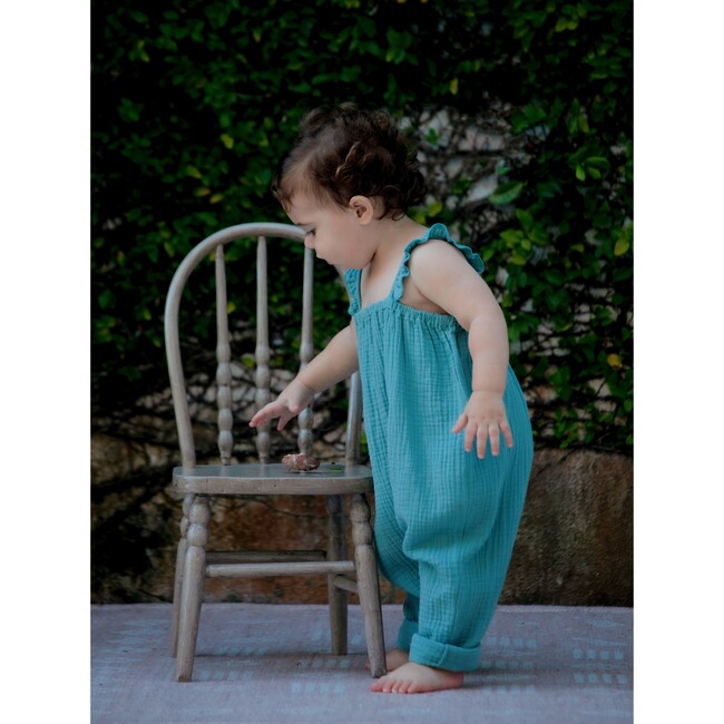 Morgane Ruffle Strap Jumpsuit, Smoke Blue - Rompers - 6