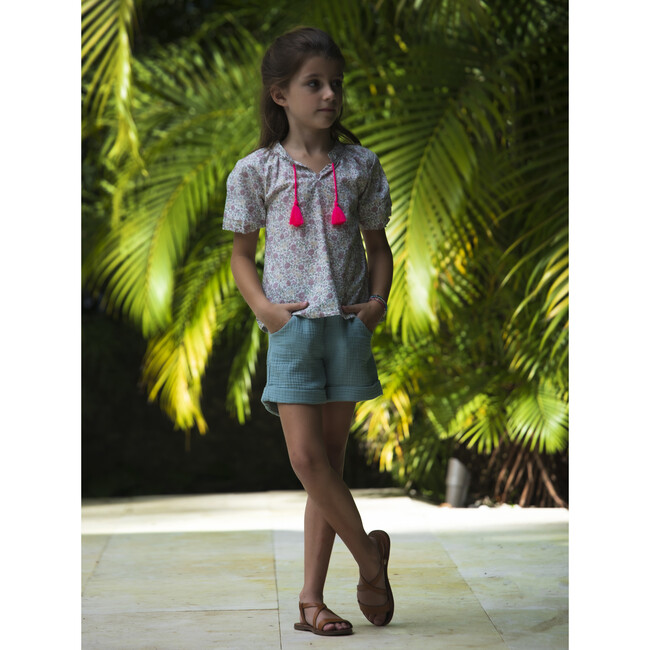 Alain Elastic Waist Organic Shorts, Smoke Blue - Shorts - 7