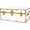 Embossed Vinyl Trunk Large, White With Antique Brass Trim - Storage - 1 - thumbnail