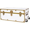 Embossed Vinyl Trunk Large, White With Antique Brass Trim - Storage - 4