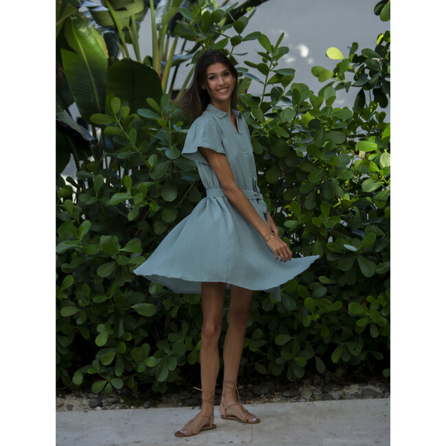 Women's Magali Retro Flattering Cut Dress, Smoke Blue - Dresses - 9