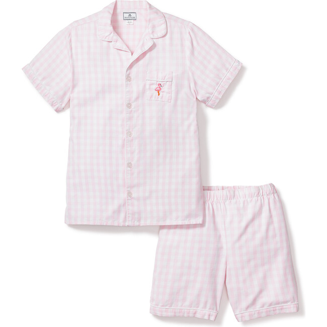 Classic Short Set, Pink Gingham with Flamingo - Pajamas - 1