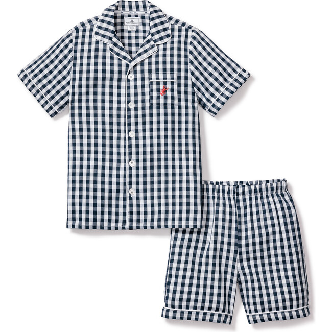 Classic Short Set, Navy Gingham with Lobster - Pajamas - 1