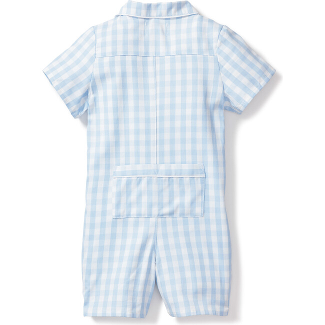 Romper, Light Blue Gingham with Sailboat - Rompers - 3