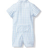 Romper, Light Blue Gingham with Sailboat - Rompers - 3