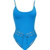 Women's Sea Blue Link Belted One Piece Swimsuit - Two Pieces - 1 - thumbnail