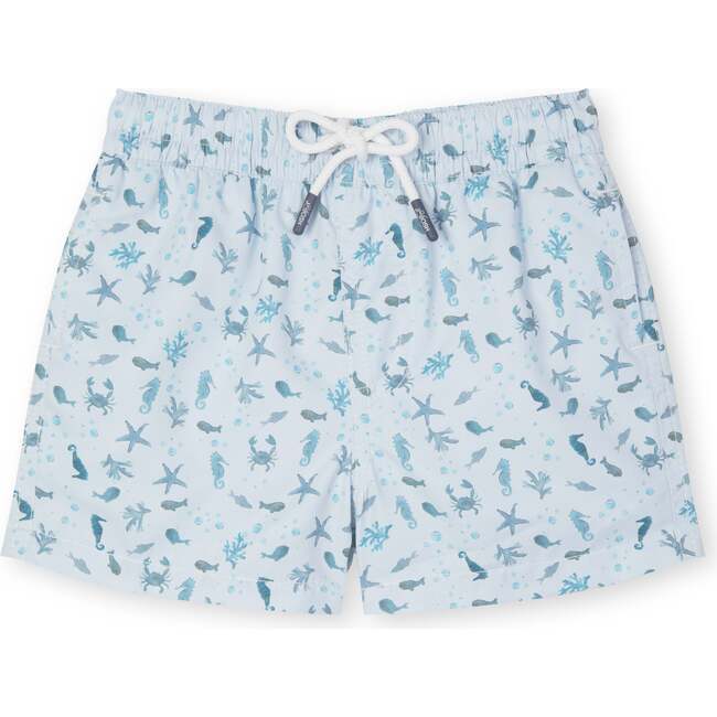 Swim Trunks, Light Blue Sea Animals