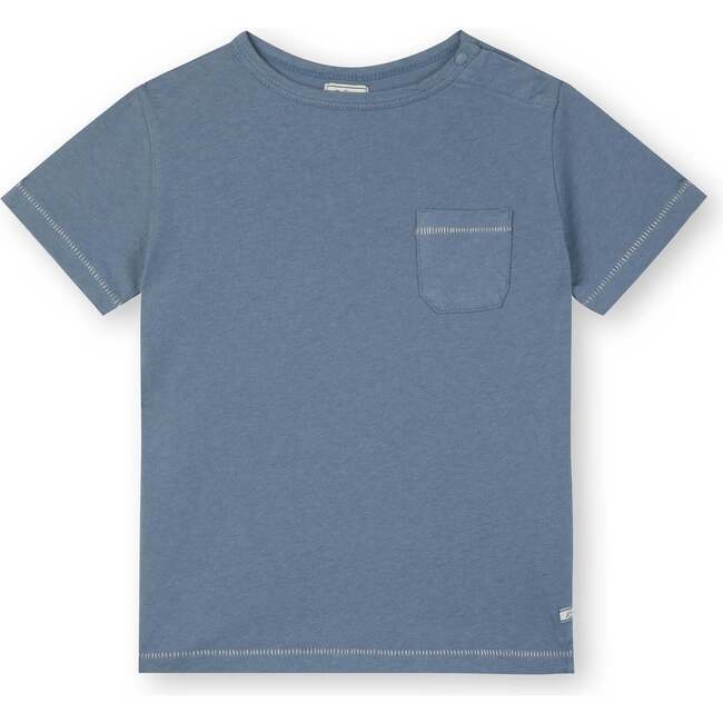 Linen Cotton T-Shirt, Horizon Blue - T-Shirts - 1