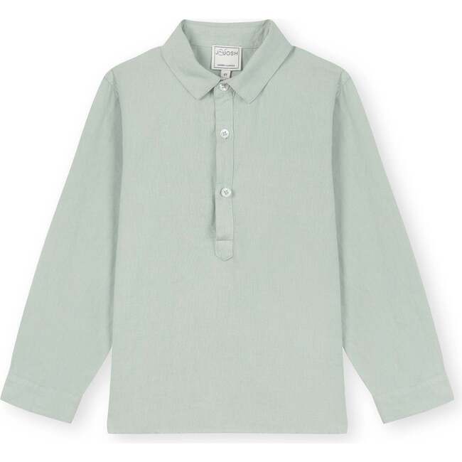 Linen Cotton Kaftan Shirt, Gray Green