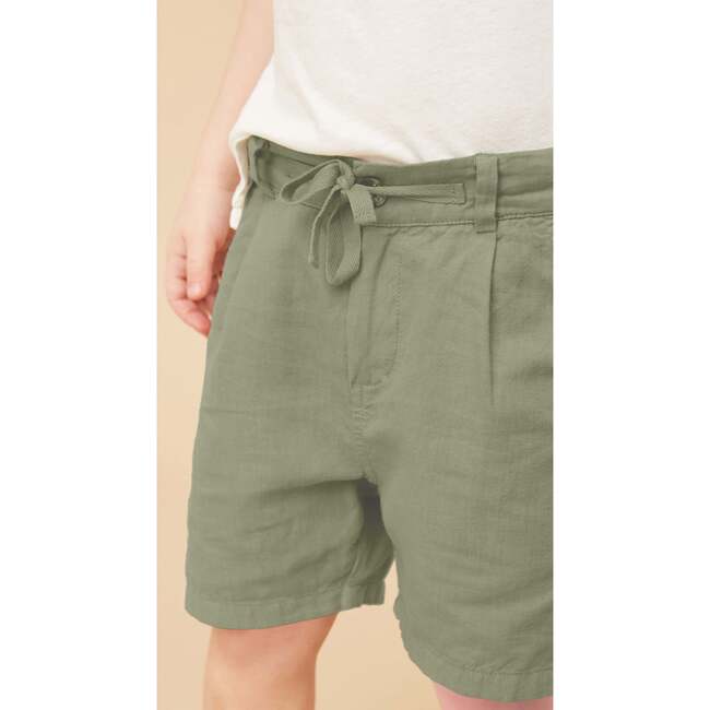 Linen Cotton Shorts, Green - Shorts - 2