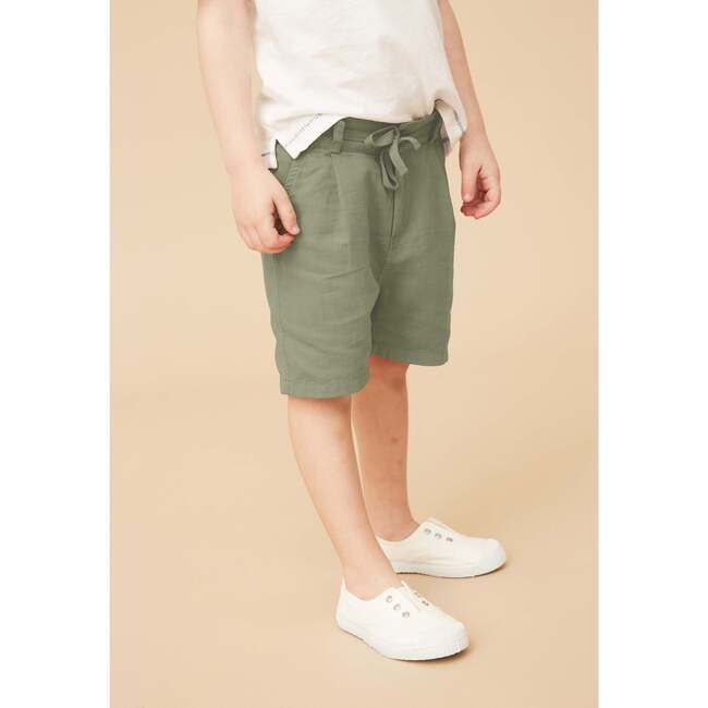 Linen Cotton Shorts, Green - Shorts - 4