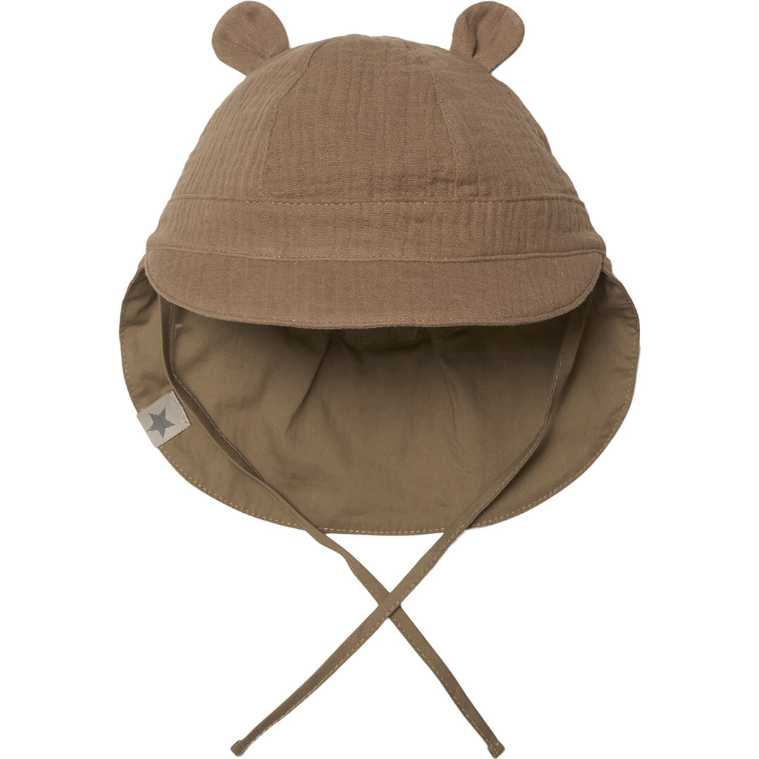 Safari Muslin 2-In-1 Reversible Sun Hat With Ears, Nougat - Hats - 1