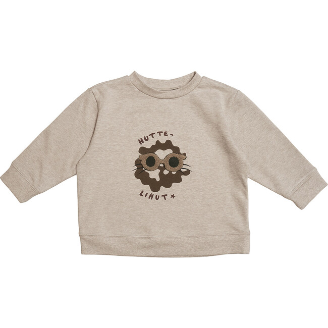 Embroidered Long  Sleeve Print T-Shirt, Camel