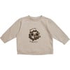 Embroidered Long  Sleeve Print T-Shirt, Camel - Sweatshirts - 1 - thumbnail