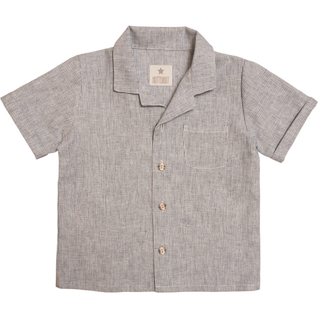 Button-Up Summer Shirt, Mini Stripes Navy