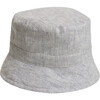 Bucket Hat In Linen And Cotton Mix, Mini Stripes Navy - Hats - 1 - thumbnail