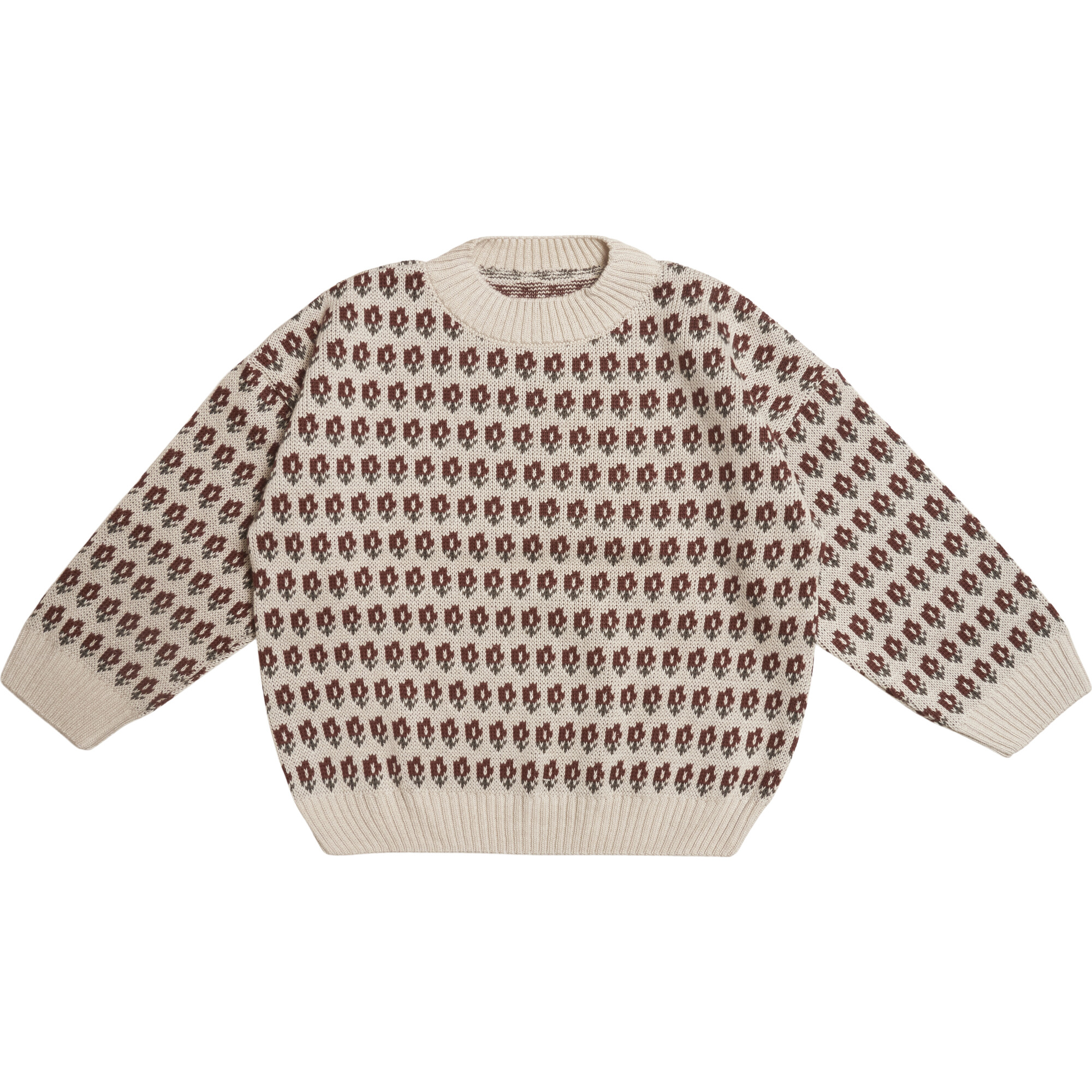 Bobbi Crew Neck Pattern Sweater, Flower - Sweaters - 1